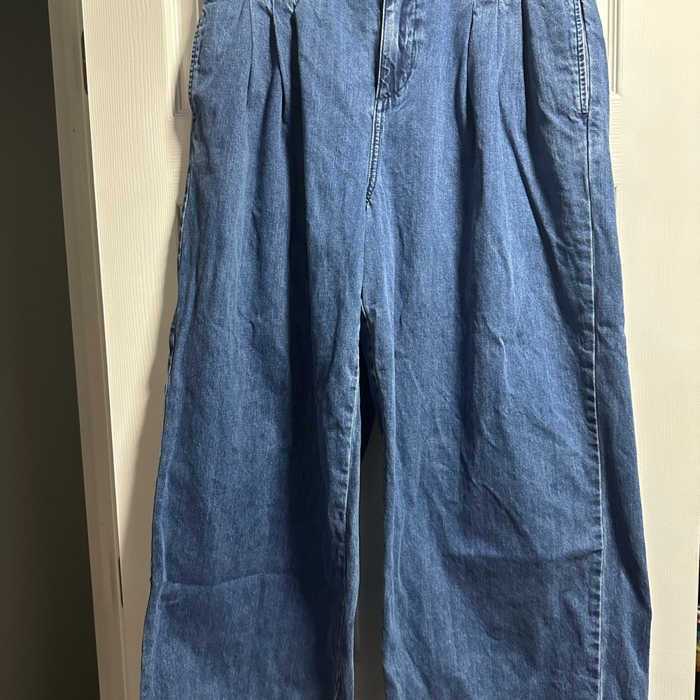 Light and Dark Blue Denim Pleated Wide Leg Pants two pair size 14 petite